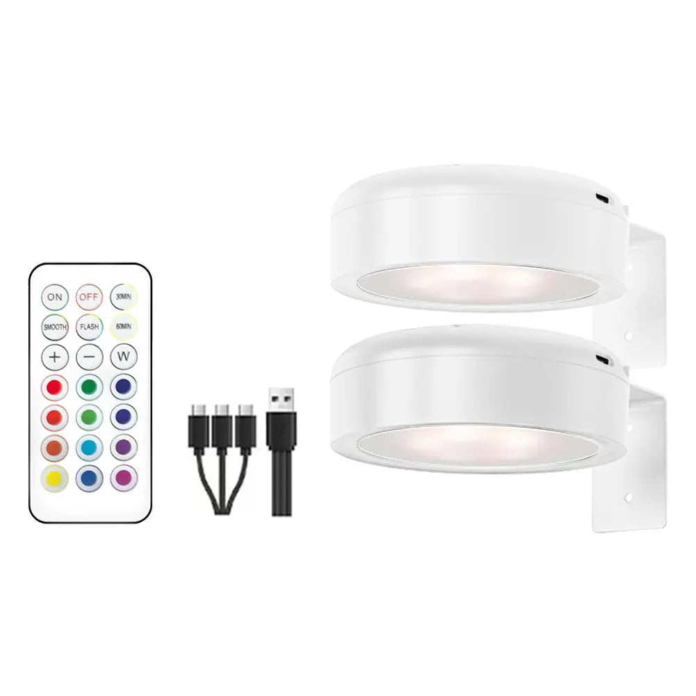 2/3 Pcs Rechargeable Wireless Wall Light 3/13 Color Dimmable Led Spotlight For Lighting Paintings Pictures with Remote and Timer