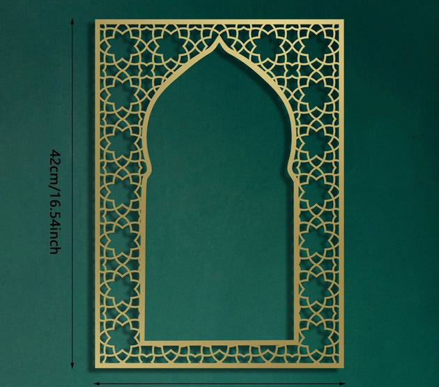 1pc Islamic Metal Wall Sculpture – Gold Arabic Art for Living Room – Ramadan, Eid, Halloween, Christmas Gift