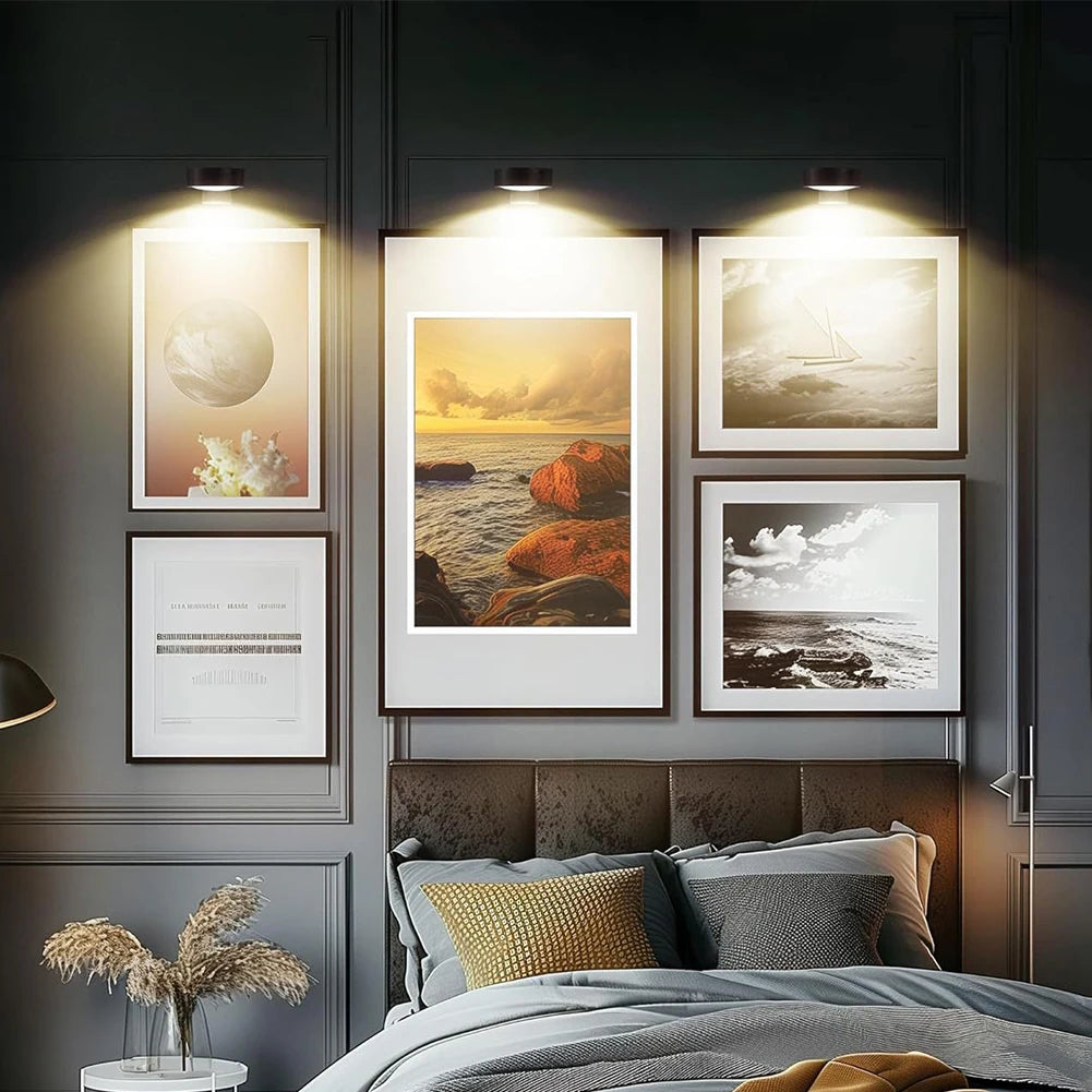 2/3 Pcs Rechargeable Wireless Wall Light 3/13 Color Dimmable Led Spotlight For Lighting Paintings Pictures with Remote and Timer