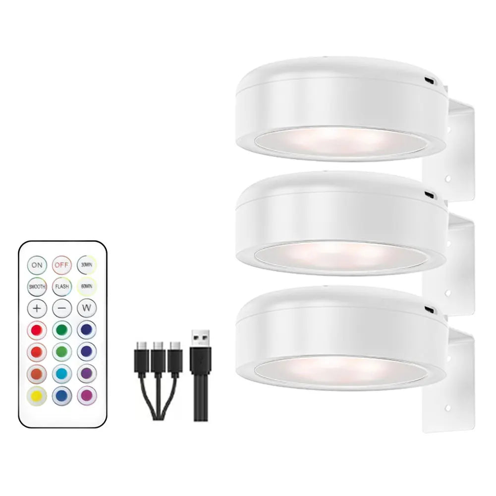 2/3 Pcs Rechargeable Wireless Wall Light 3/13 Color Dimmable Led Spotlight For Lighting Paintings Pictures with Remote and Timer