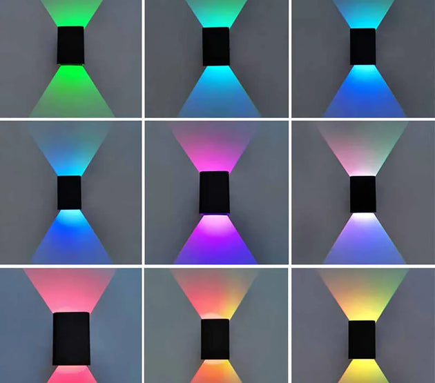Square Led Wall Lights Aisle Corridor Dimmable Multicolor Up Down Lamp With Infrared Remote Control