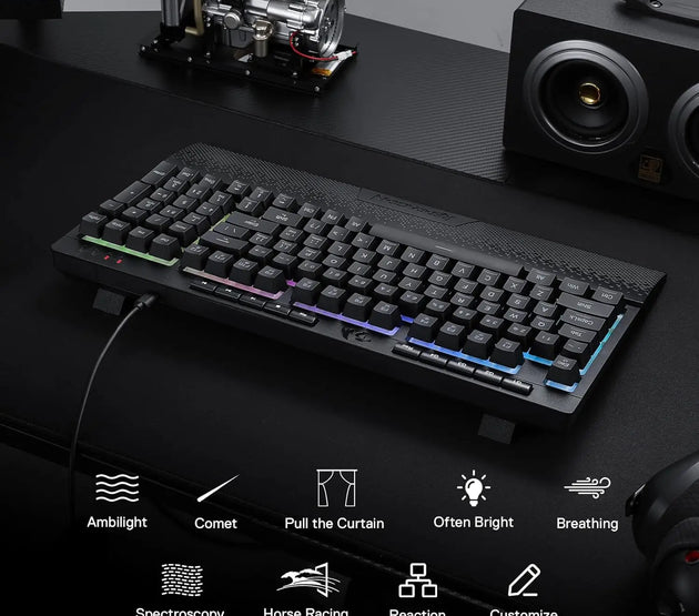 Redragon K515 Shiva RGB Membrane Gaming 98 Keys Mechanical Detachable Wrist Rest Smooth Linear Switch Keyboard
