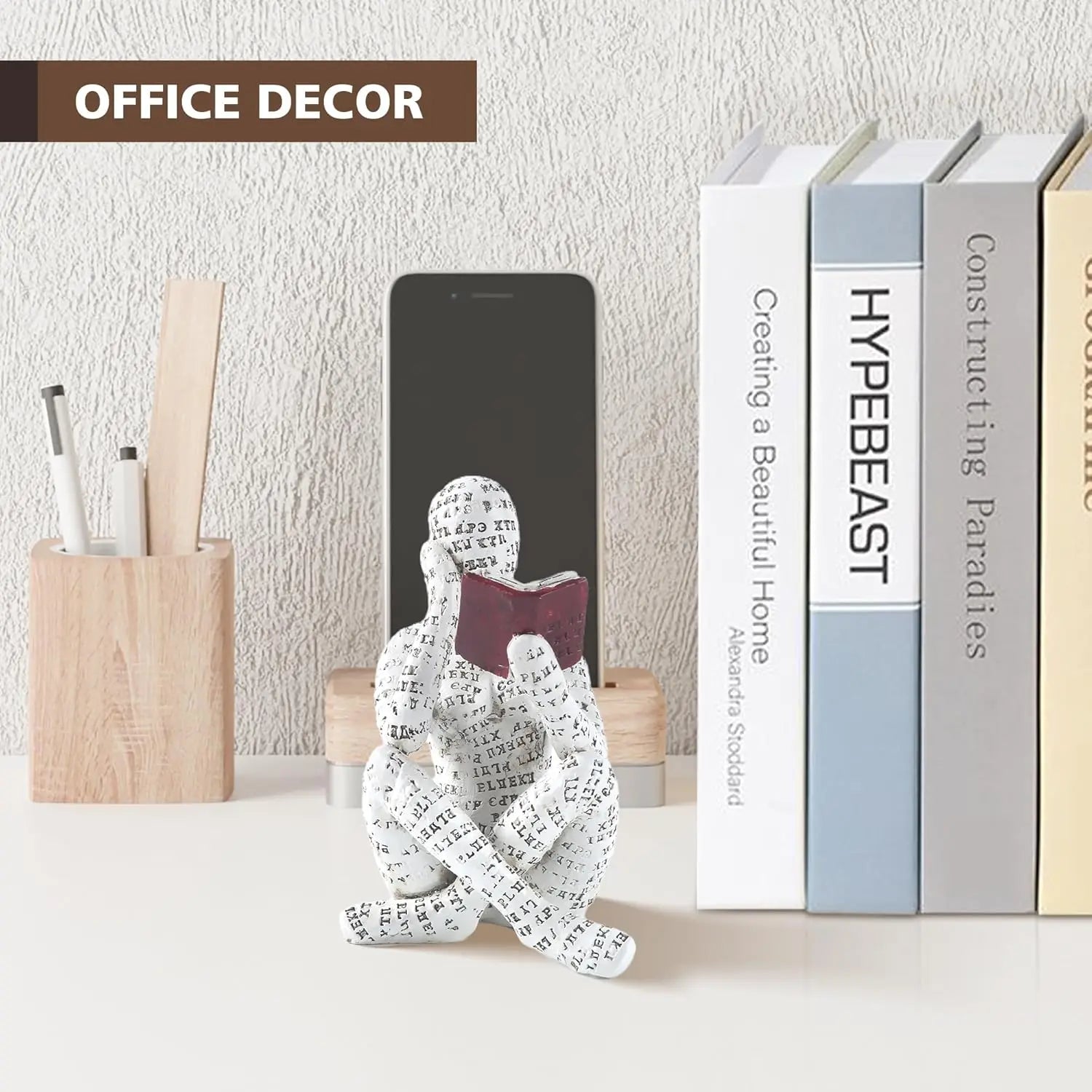 Home Decor Pulp Reading Women Thinker Statue Aesthetic  Decoration on Shelf Table Desk for Living Room Office Bedroom A