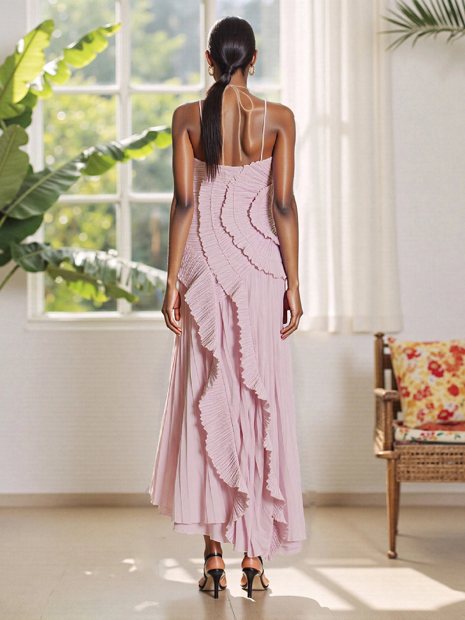 Elegant Off-Shoulder Maxi Dress with Floral Print and Ruffle Detailing Sleeveless Boho Chic Summer Dress for Women