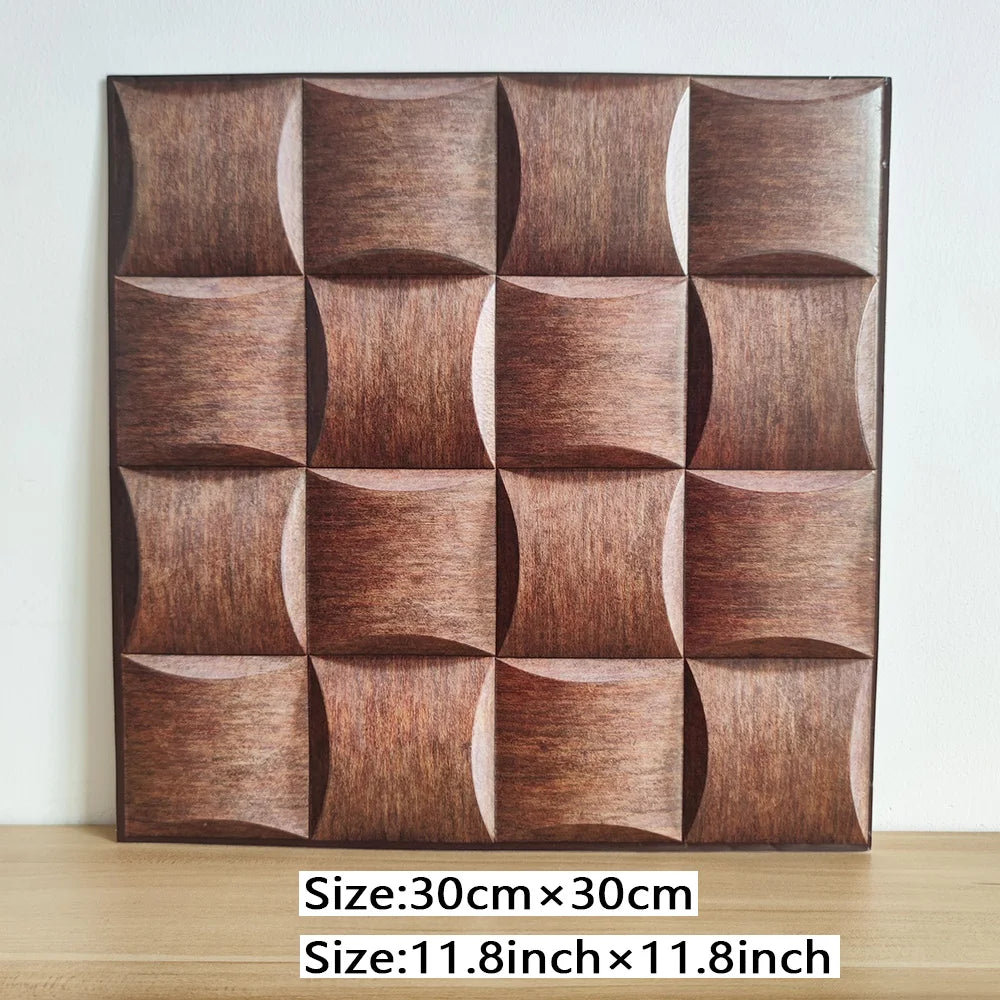 20PCS Self-adhesive Wall Stickers Brown Square Patterns,Simple Style,3D Wall Panels,Ceramic Tile Decoration,Creative Decoration