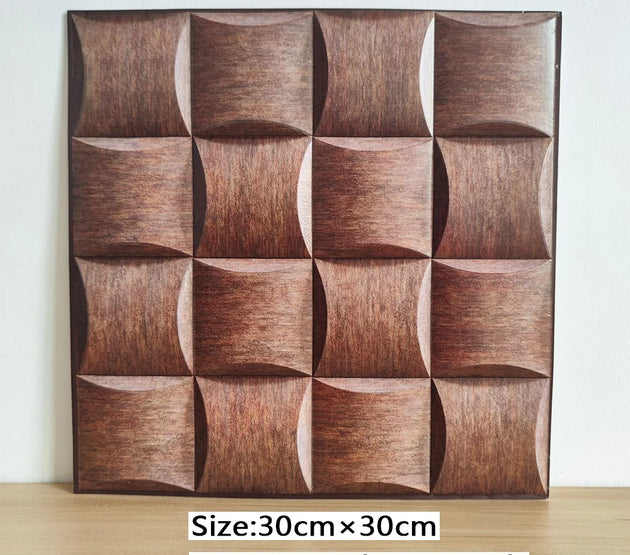 20PCS Self-adhesive Wall Stickers Brown Square Patterns,Simple Style,3D Wall Panels,Ceramic Tile Decoration,Creative Decoration