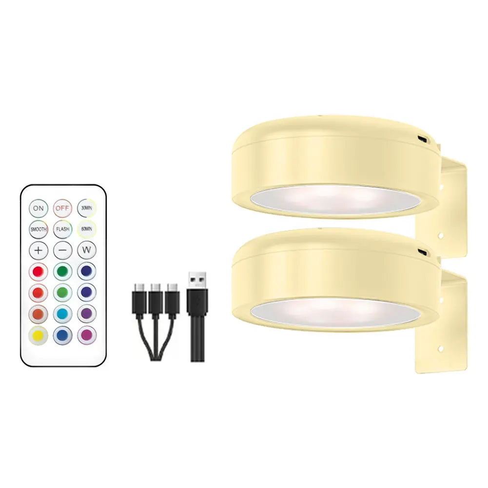 2/3 Pcs Rechargeable Wireless Wall Light 3/13 Color Dimmable Led Spotlight For Lighting Paintings Pictures with Remote and Timer