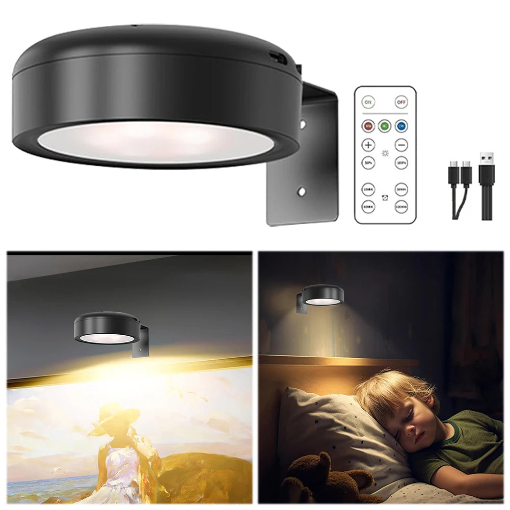 2/3 Pcs Rechargeable Wireless Wall Light 3/13 Color Dimmable Led Spotlight For Lighting Paintings Pictures with Remote and Timer