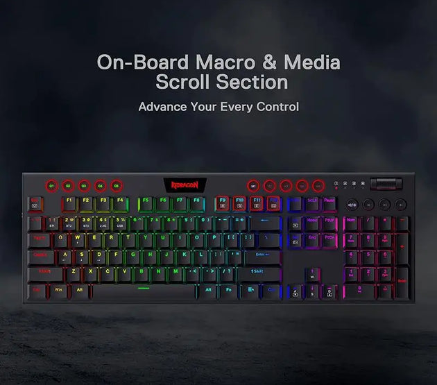 Redragon K618 Horus Wireless RGB Mechanical Keyboard, Bluetooth/2.4Ghz/Wired Tri-Mode Low Profile Gaming Keyboards