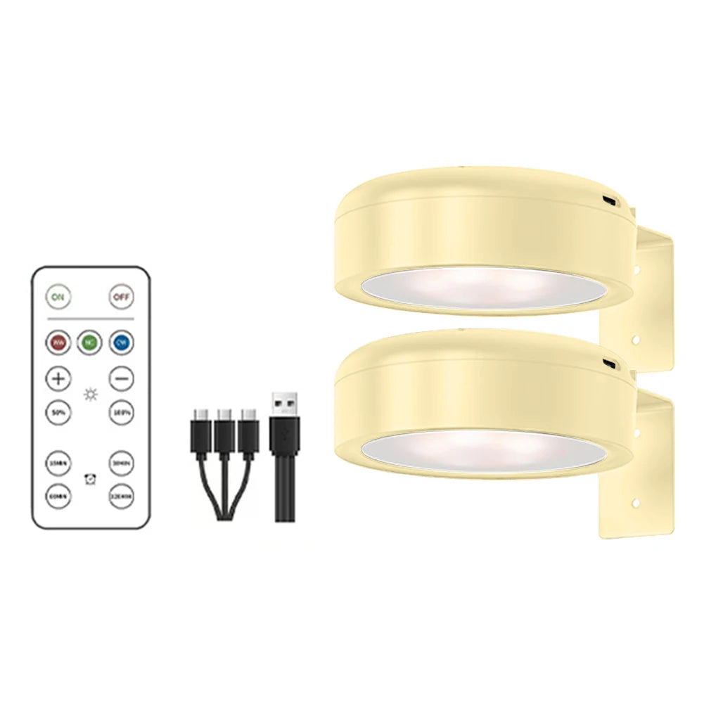 2/3 Pcs Rechargeable Wireless Wall Light 3/13 Color Dimmable Led Spotlight For Lighting Paintings Pictures with Remote and Timer