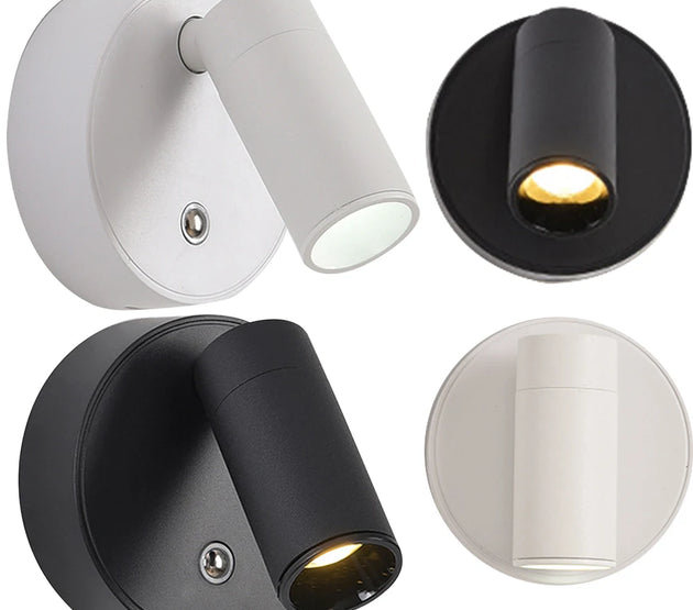 Adjustable Wall Light USB Rechargeable 3W Bedside Study Reading Sconce Lamp COB LED Wall Light Backlight for Bedroom Living Room