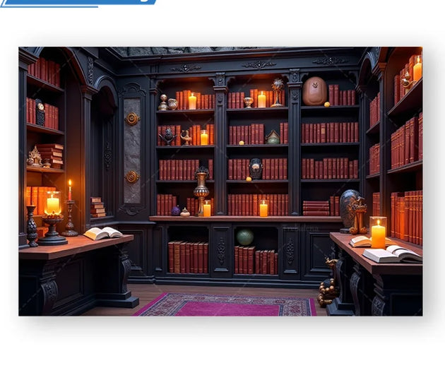 1pc Wall Tapestry Vintage Library Style Bookshelf Tapestry for Home Decor