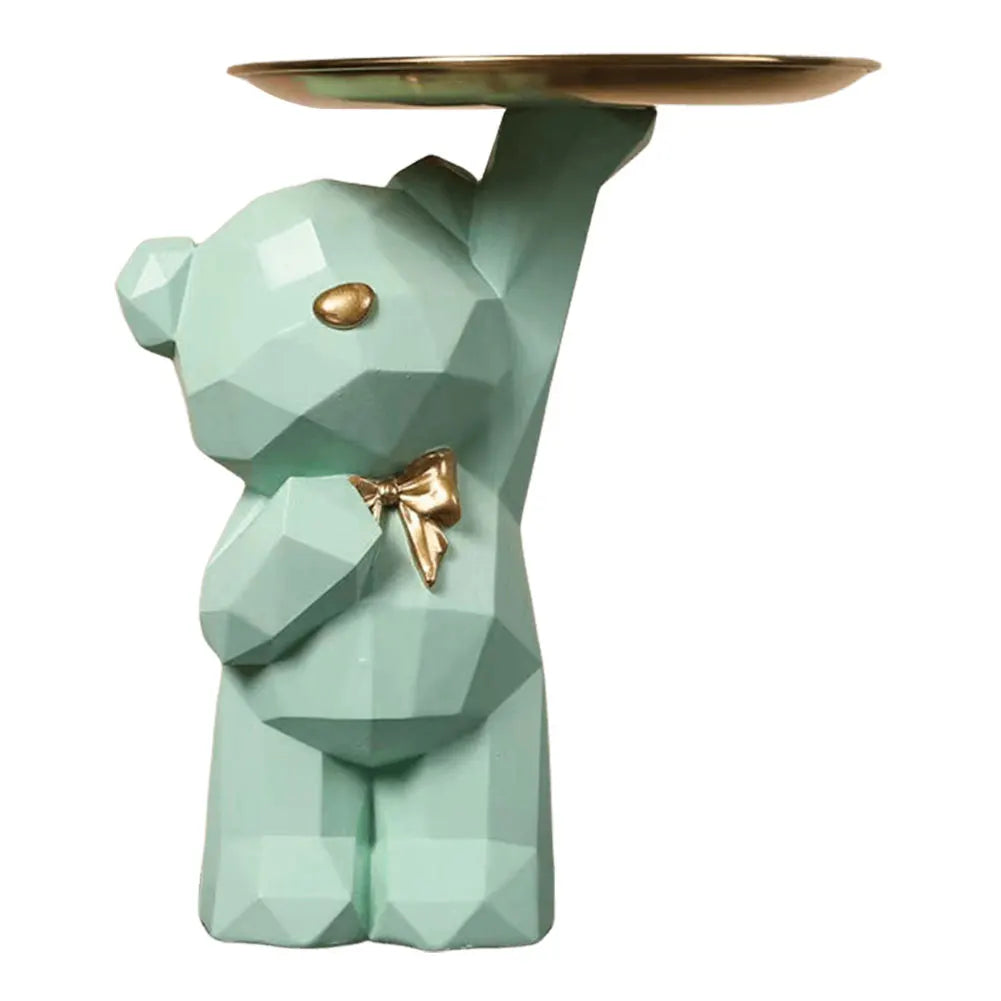 Resin Cute Bear Storage Tray Statue Table Decorations Cute Bear Storage Tray Statue Table Decoration for Entrance/Living Room