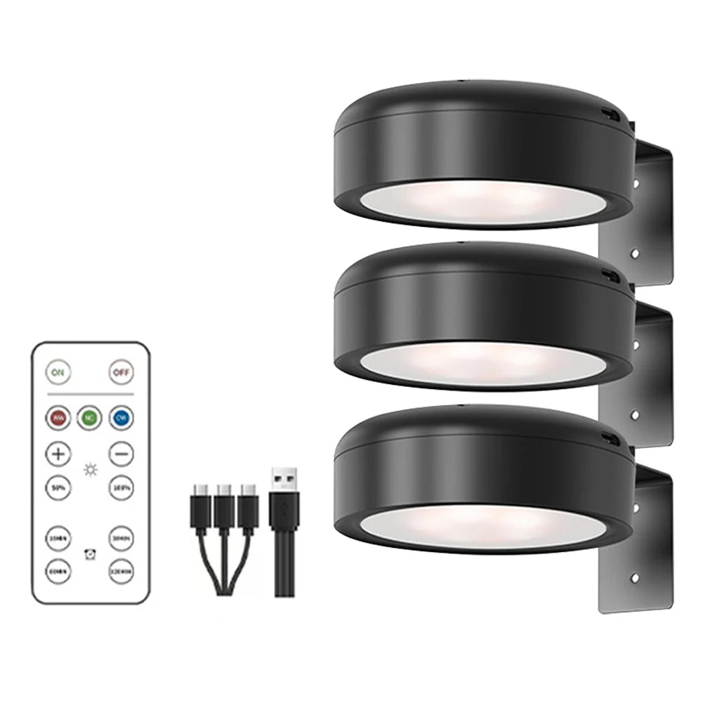 2/3 Pcs Rechargeable Wireless Wall Light 3/13 Color Dimmable Led Spotlight For Lighting Paintings Pictures with Remote and Timer
