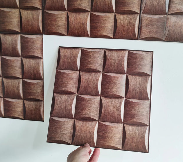 20PCS Self-adhesive Wall Stickers Brown Square Patterns,Simple Style,3D Wall Panels,Ceramic Tile Decoration,Creative Decoration