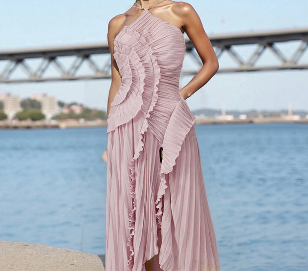 Elegant Off-Shoulder Maxi Dress with Floral Print and Ruffle Detailing Sleeveless Boho Chic Summer Dress for Women