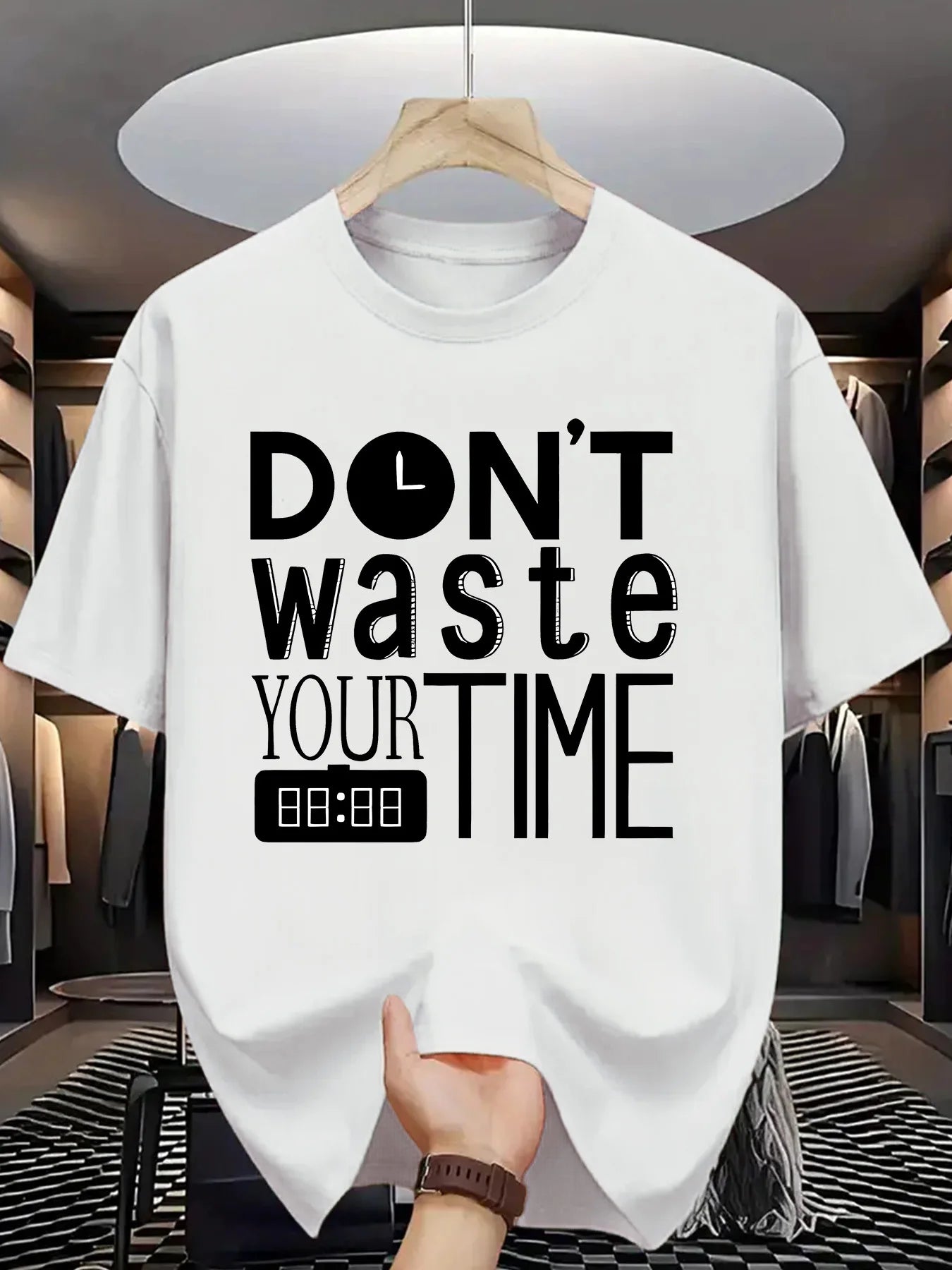 Summer Men'S Fashion Short-Sleeve T-Shirt with Letter Pattern Print