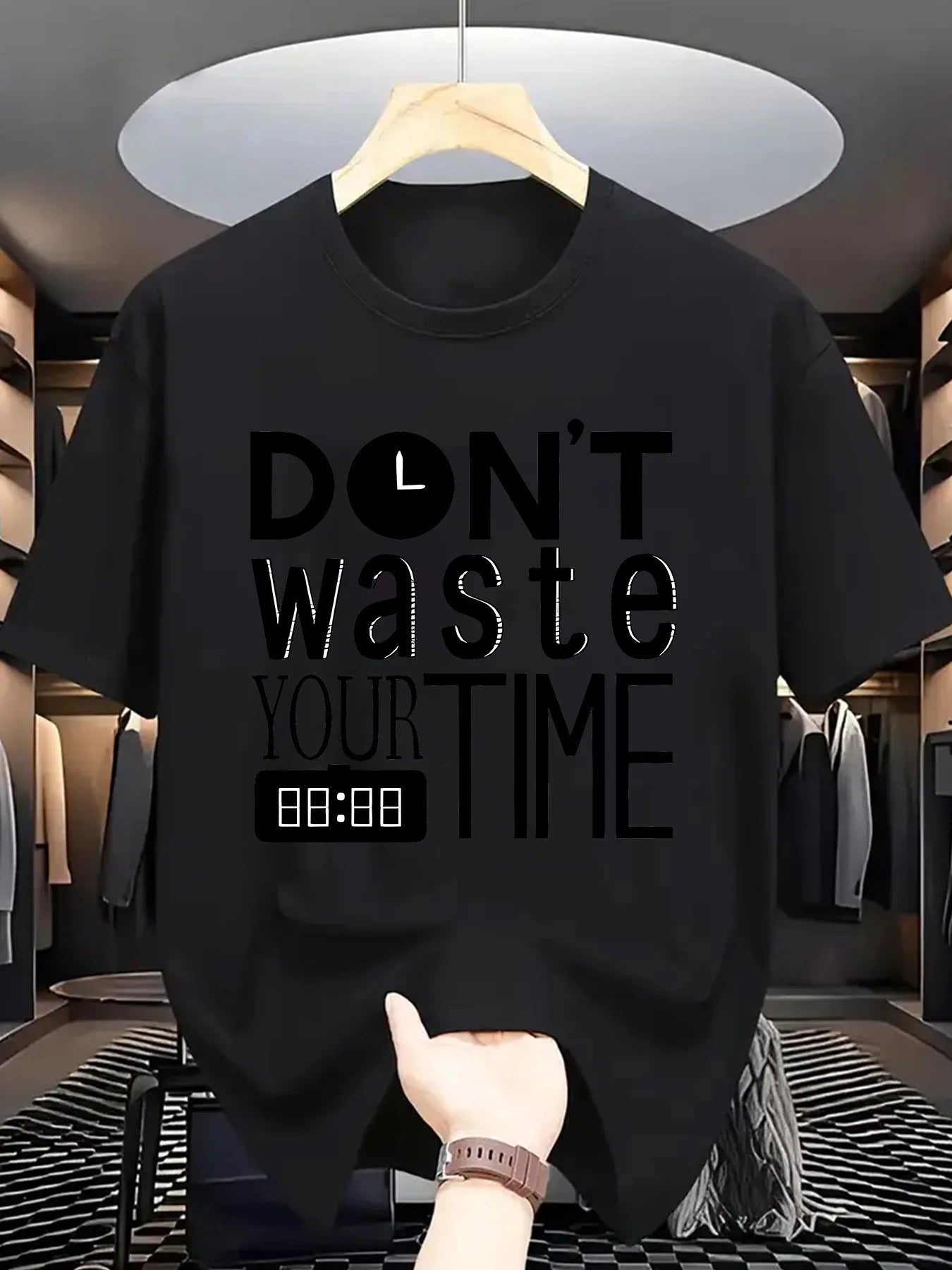 Summer Men'S Fashion Short-Sleeve T-Shirt with Letter Pattern Print
