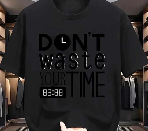 Summer Men'S Fashion Short-Sleeve T-Shirt with Letter Pattern Print