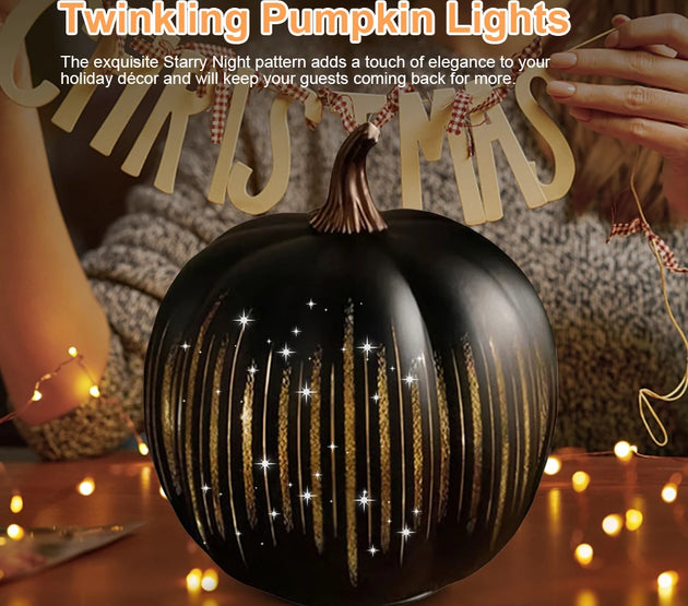 Twinkle Light Pumpkins with Timer Starry Night Pumpkins Glass Halloween Pumpkin Lamp Light for Home Bedroom Bathroom Hallway