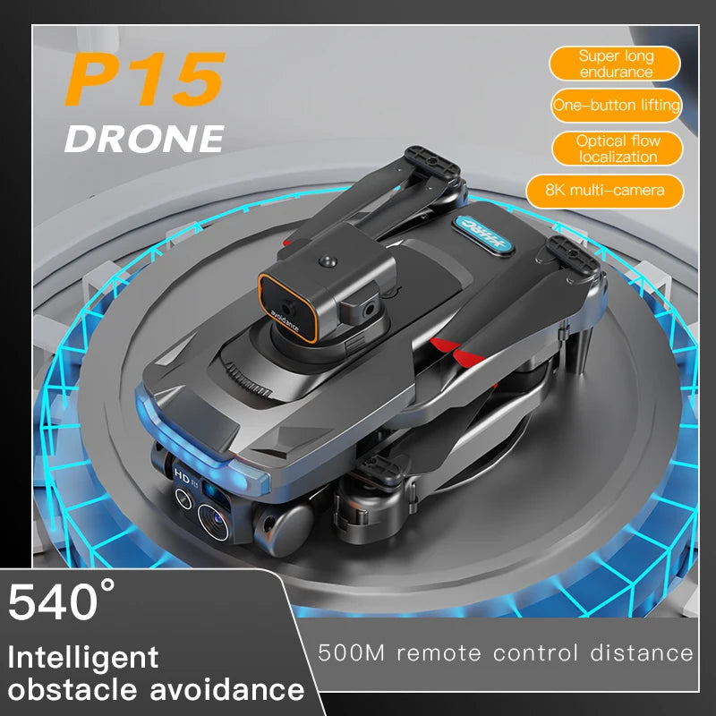 P15 Drone Professional 4K Aerial Photography Quadcopter HD Dual Camera Omnidirectional Obstacle Avoidance for Adult Boy Toy