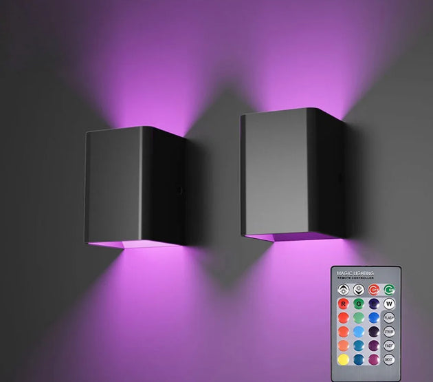 Square Led Wall Lights Aisle Corridor Dimmable Multicolor Up Down Lamp With Infrared Remote Control