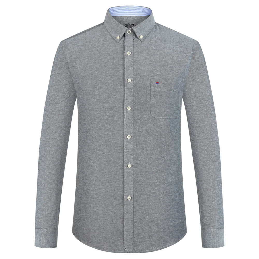 Men's Plaid Striped Oxford Long Sleeve Button-down Shirts with Pocket, Spring Fall 60% Cotton Versatile Casual Menswear Clothing
