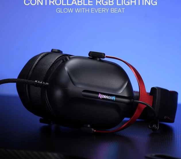 Redragon H312 Wired Gaming Headset, 7.1 Surround Sound, 50 mm Drivers, Noise-canceling Microphone, Over-Ear Headphones