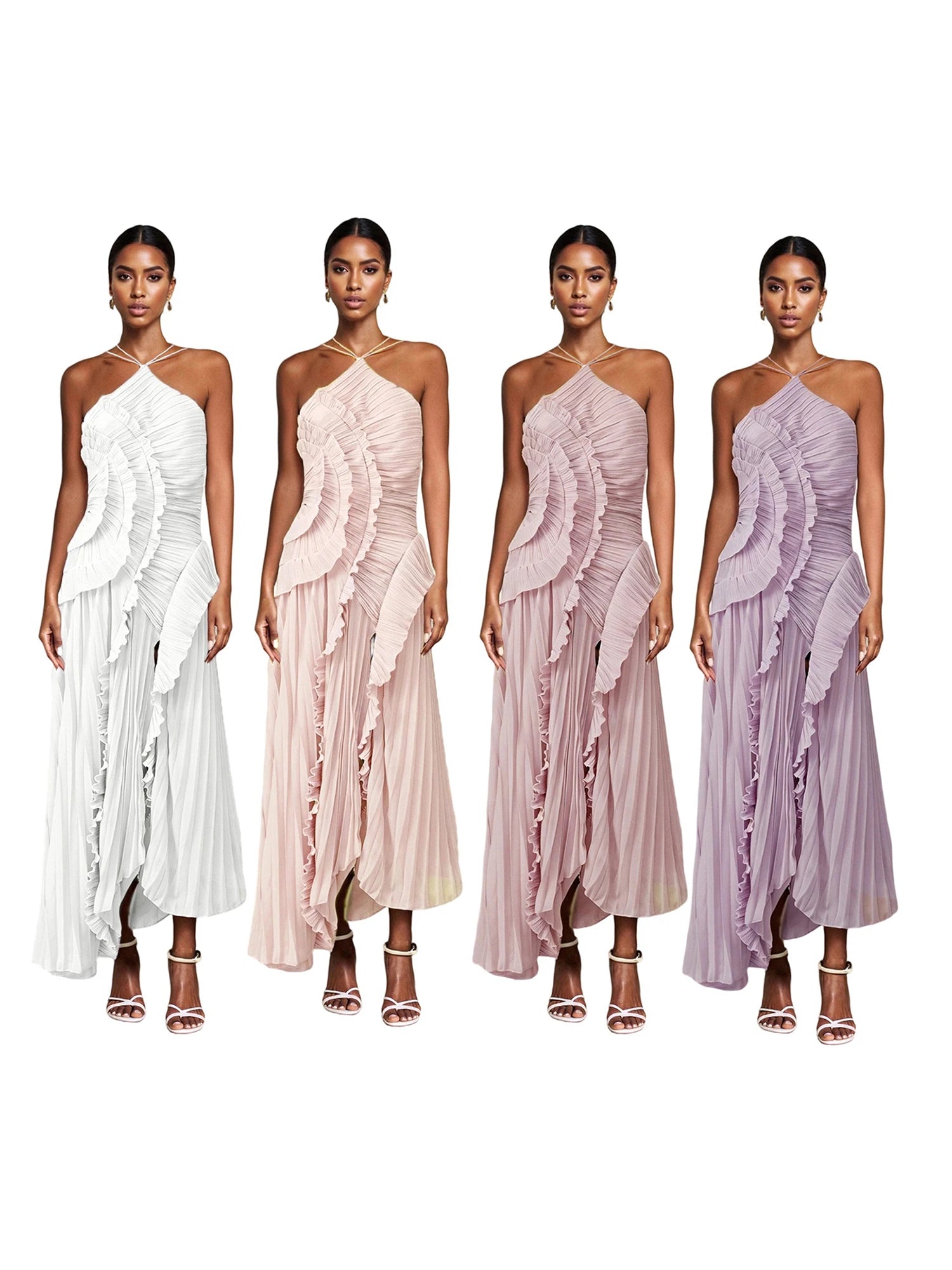 Elegant Off-Shoulder Maxi Dress with Floral Print and Ruffle Detailing Sleeveless Boho Chic Summer Dress for Women