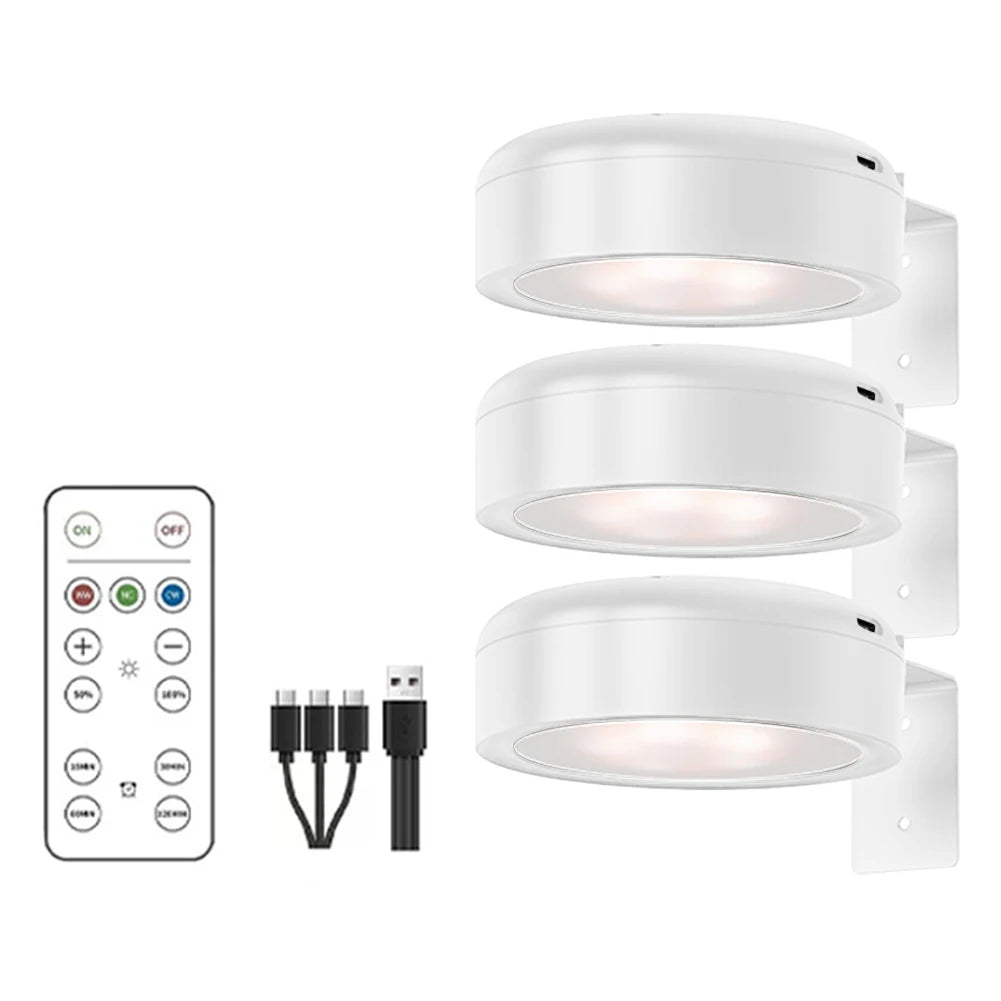 2/3 Pcs Rechargeable Wireless Wall Light 3/13 Color Dimmable Led Spotlight For Lighting Paintings Pictures with Remote and Timer