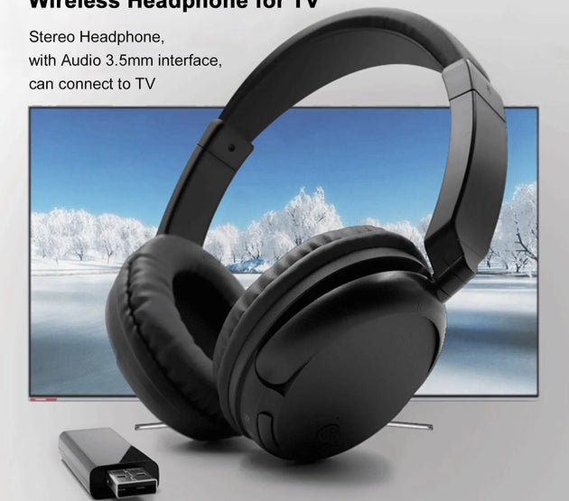 FM Wireless Headphones Over Ear Music Earphones with Transmitter 3.5mm Wired Headset Support FM Radio for TV PC Phones MP3