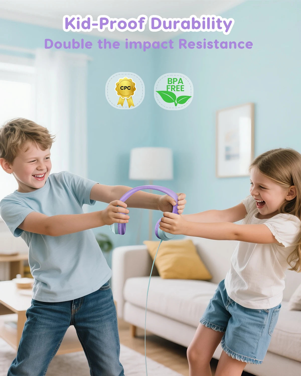 HK07 Kids Headphones with Cord for School Wired Stereo Sound Over-Ear Headphones 3.5mm Jack for Tablet for Kids Boys Girls Gifts
