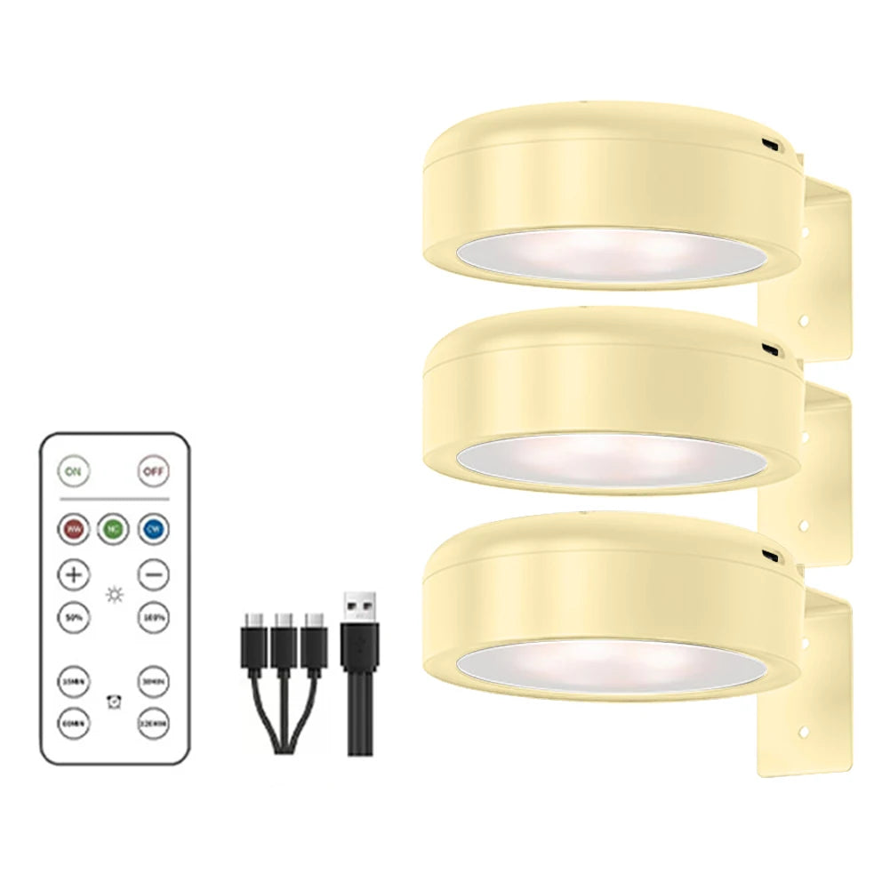 2/3 Pcs Rechargeable Wireless Wall Light 3/13 Color Dimmable Led Spotlight For Lighting Paintings Pictures with Remote and Timer