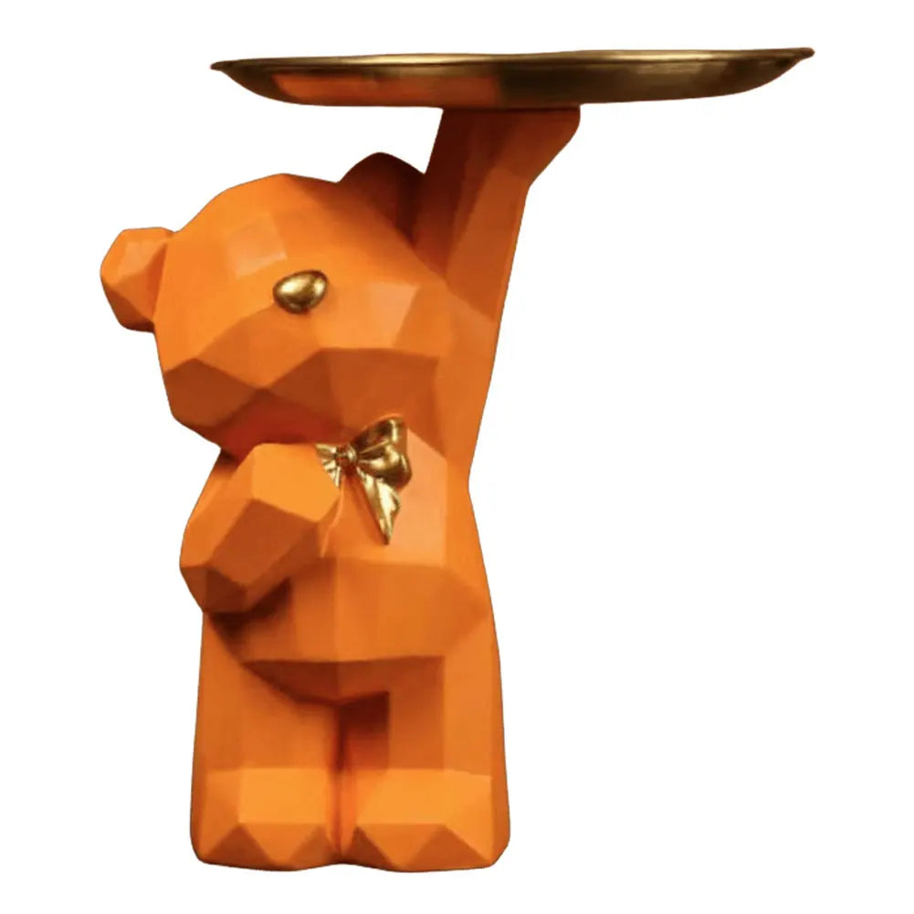 Resin Cute Bear Storage Tray Statue Table Decorations Cute Bear Storage Tray Statue Table Decoration for Entrance/Living Room