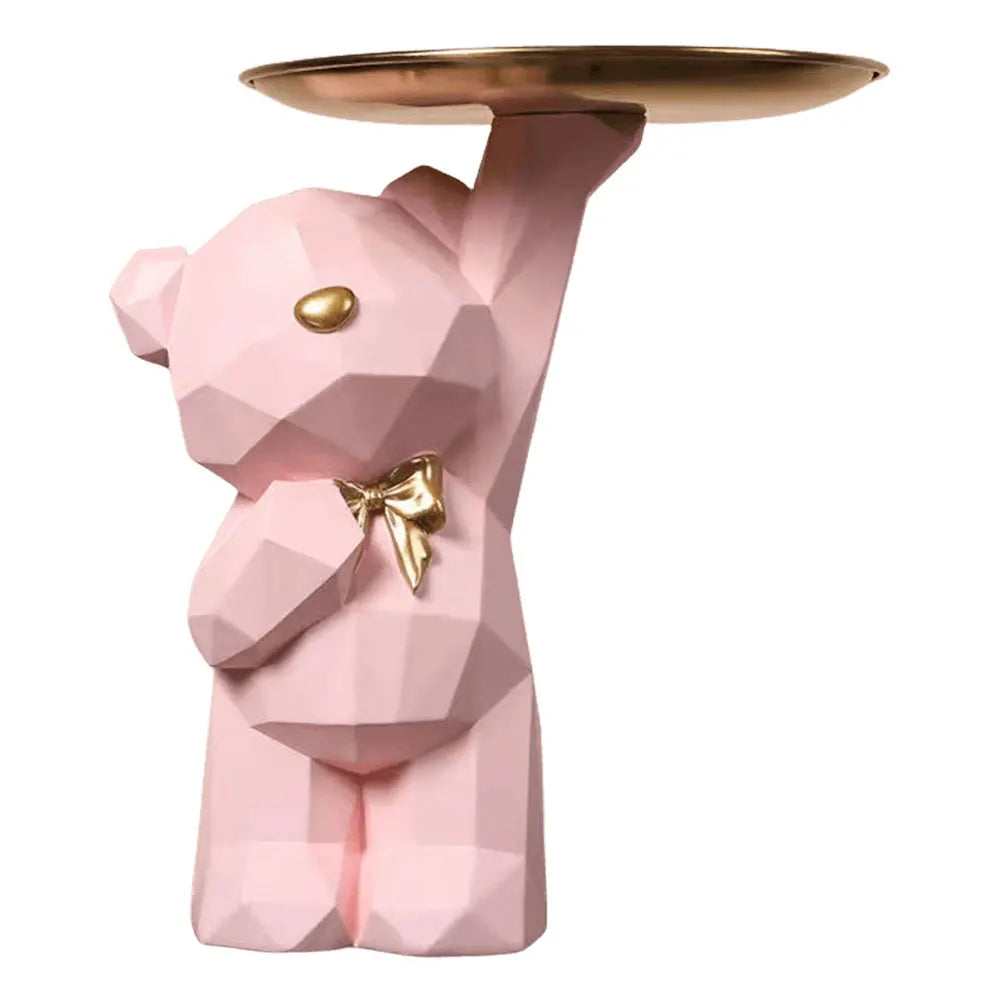 Resin Cute Bear Storage Tray Statue Table Decorations Cute Bear Storage Tray Statue Table Decoration for Entrance/Living Room