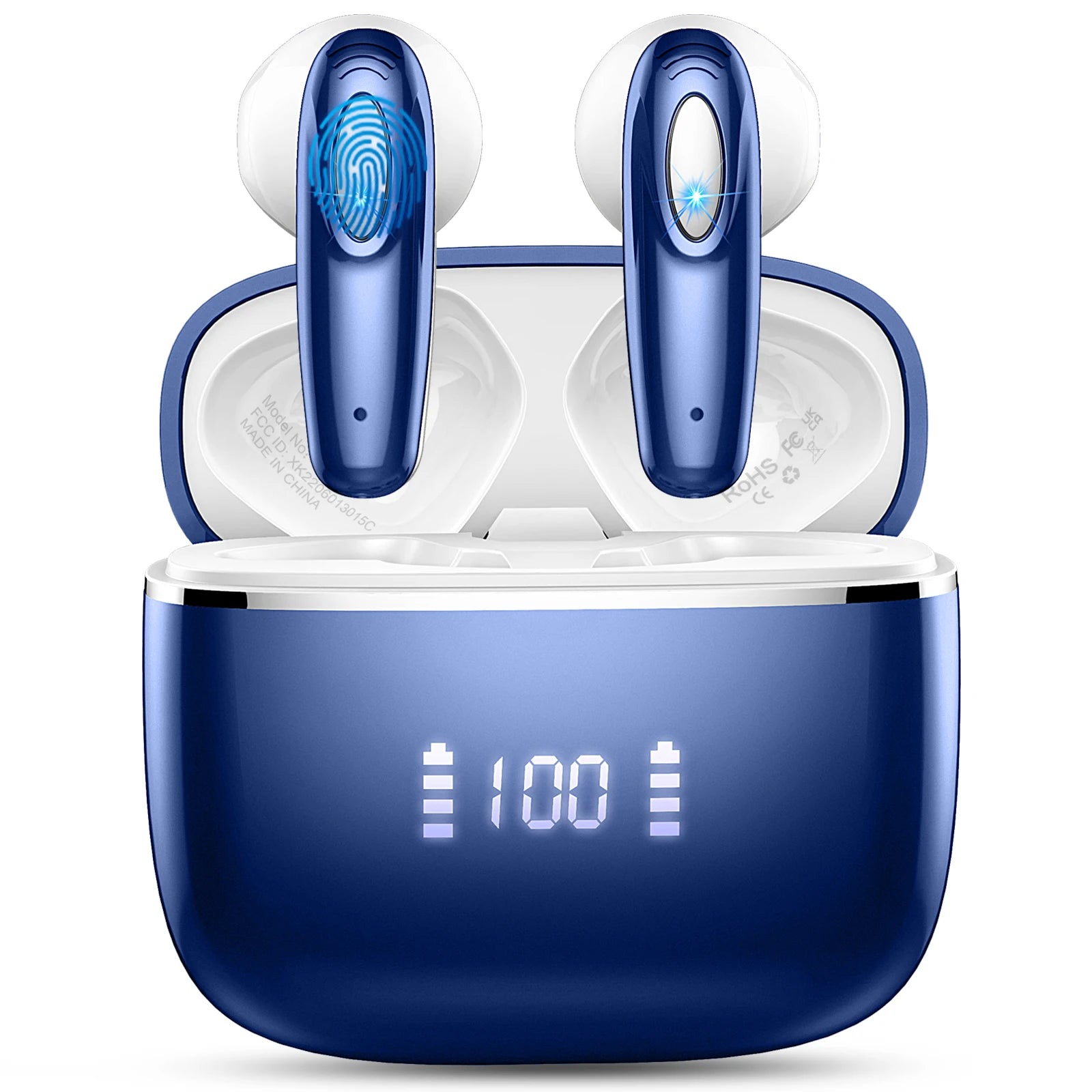DRSAEC Wireless Earbuds, Bluetooth 5.3, 4 ENC Noise Canceling Mic, 40H LED Display Charging Case, IP7 Waterproof in-Ear Earbuds.