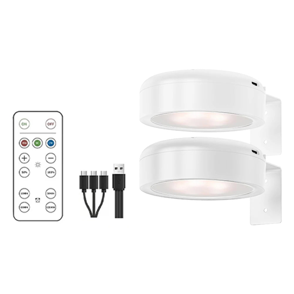 2/3 Pcs Rechargeable Wireless Wall Light 3/13 Color Dimmable Led Spotlight For Lighting Paintings Pictures with Remote and Timer