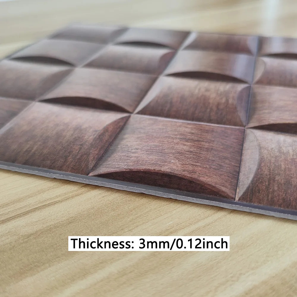 20PCS Self-adhesive Wall Stickers Brown Square Patterns,Simple Style,3D Wall Panels,Ceramic Tile Decoration,Creative Decoration