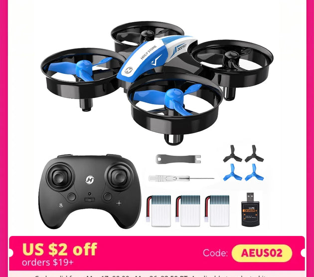 Holy Stone Mini Drone for Kids/Beginners,  RC Nano Quad, Indoor Hover, 3D Flips, Headless, 3 Batts. Gift for Boys/Girls, Blue