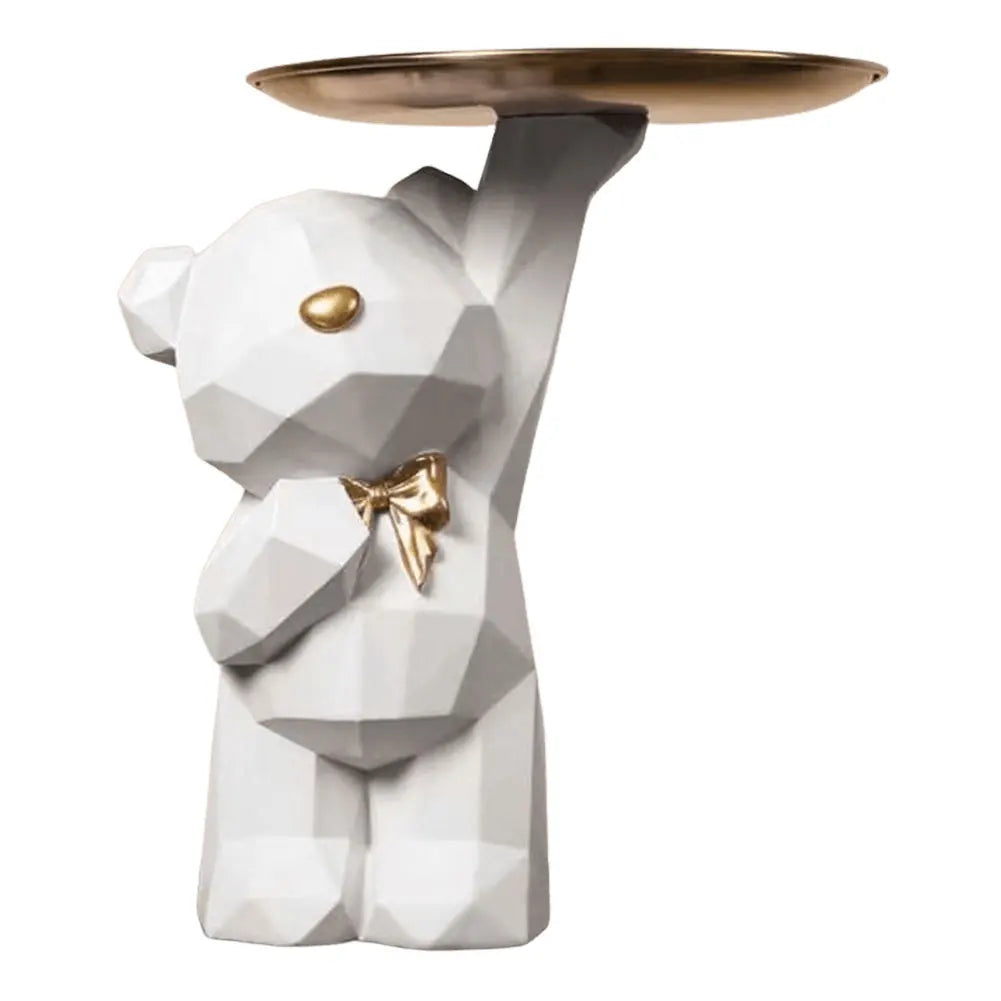 Resin Cute Bear Storage Tray Statue Table Decorations Cute Bear Storage Tray Statue Table Decoration for Entrance/Living Room