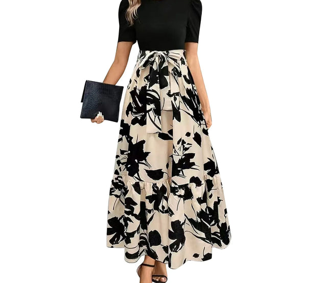 Women's Dresses High Waist Floral Print Dress Elegant Fashionable Maxi Sundress Casual Vintage Style For Spring Summer