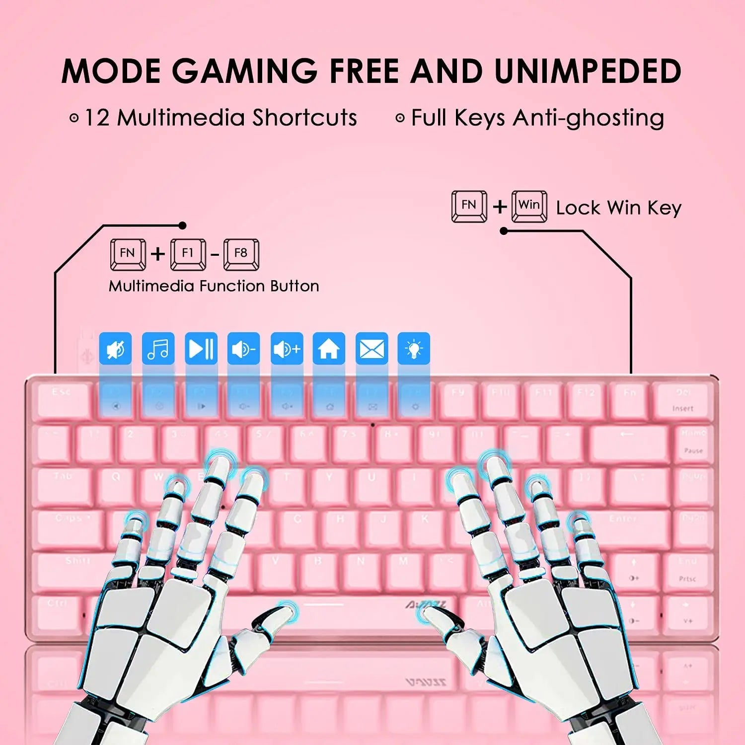 Ajazz AK33 Wired Mechanical Keyboard, 82-Keys Compact Mechanical Gaming Keyboard with Anti-ghosting Keys, Small and Portable