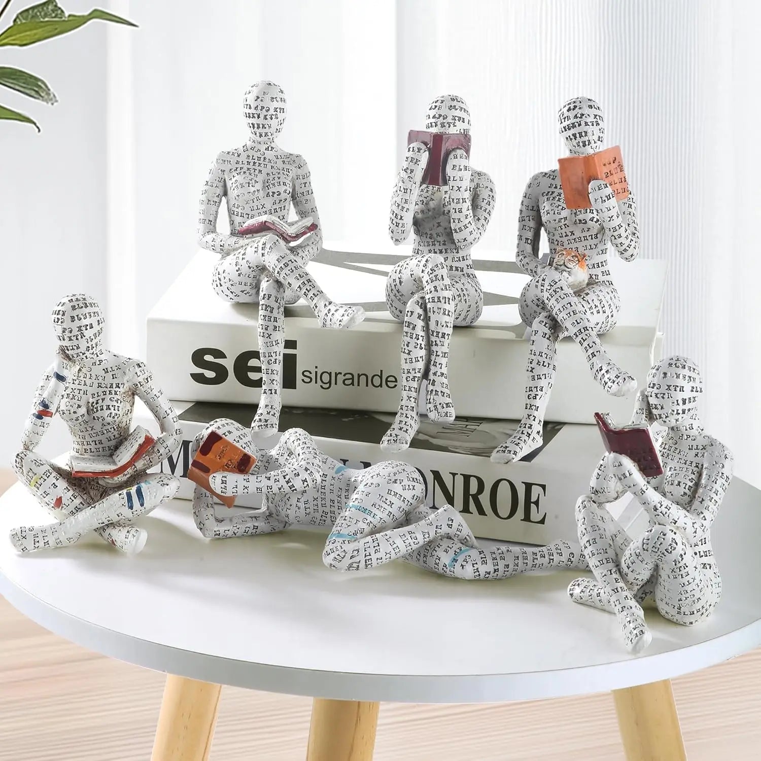 Home Decor Pulp Reading Women Thinker Statue Aesthetic  Decoration on Shelf Table Desk for Living Room Office Bedroom A