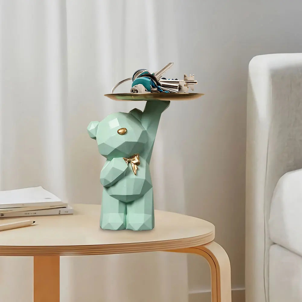 Resin Cute Bear Storage Tray Statue Table Decorations Cute Bear Storage Tray Statue Table Decoration for Entrance/Living Room