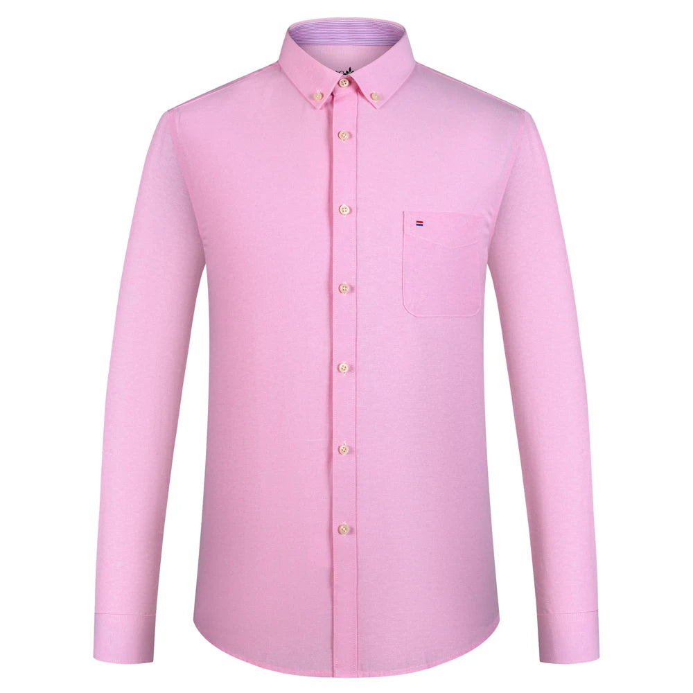 Men's Plaid Striped Oxford Long Sleeve Button-down Shirts with Pocket, Spring Fall 60% Cotton Versatile Casual Menswear Clothing