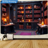 1pc Wall Tapestry Vintage Library Style Bookshelf Tapestry for Home Decor