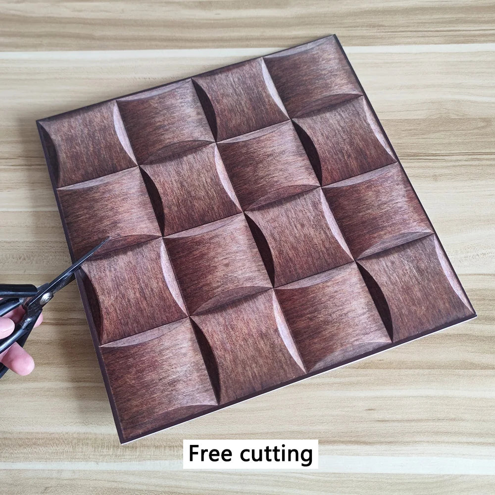 20PCS Self-adhesive Wall Stickers Brown Square Patterns,Simple Style,3D Wall Panels,Ceramic Tile Decoration,Creative Decoration