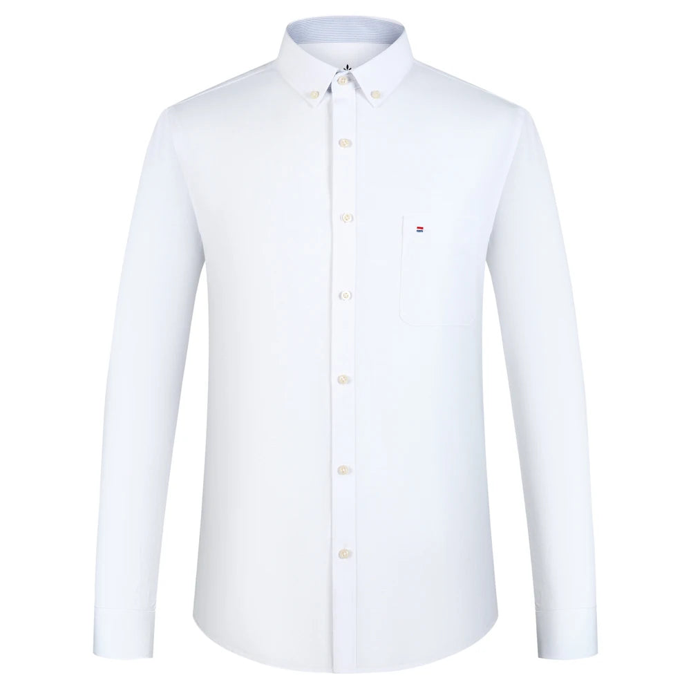 Men's Plaid Striped Oxford Long Sleeve Button-down Shirts with Pocket, Spring Fall 60% Cotton Versatile Casual Menswear Clothing