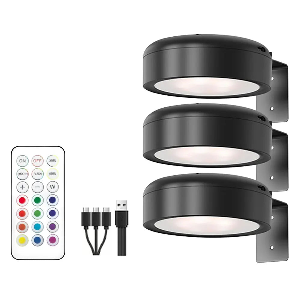 2/3 Pcs Rechargeable Wireless Wall Light 3/13 Color Dimmable Led Spotlight For Lighting Paintings Pictures with Remote and Timer