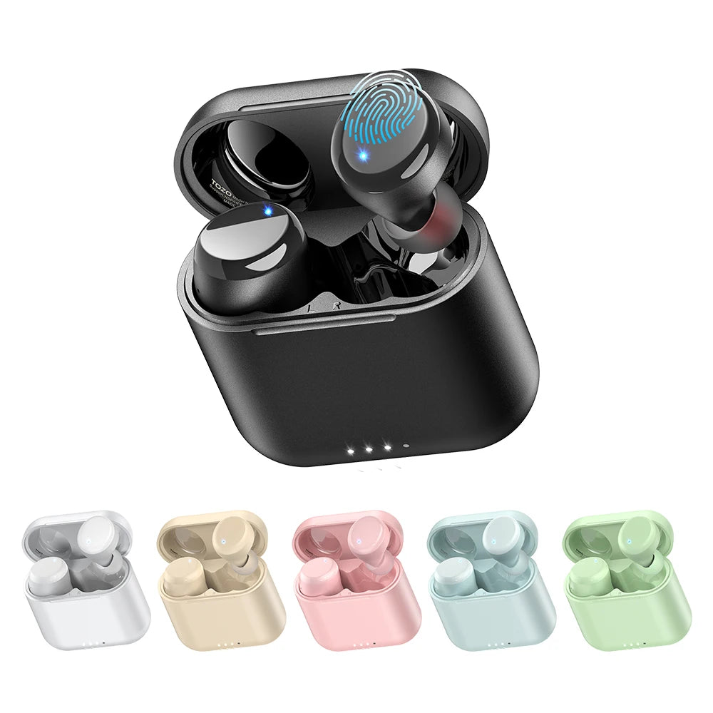 Refurbished TOZO Ergonomic TWS Earbuds Headsets Mini Earphone Sport Anti Sweat Waterproof Touch Control APP Support Preset EQs